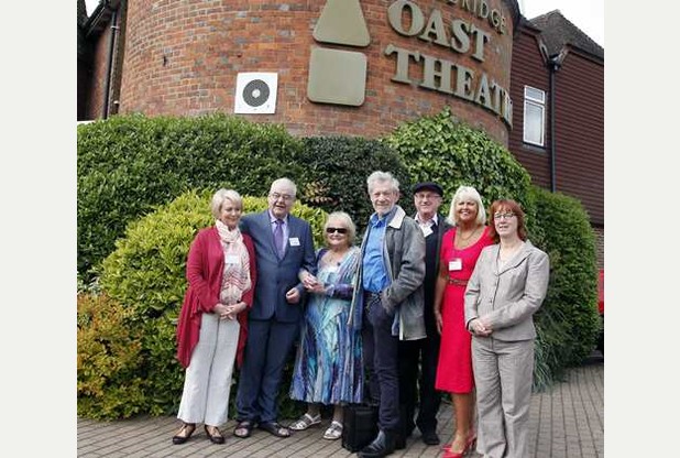 Ian McKellen meets members of the Little Theatre Group, Anne Mallen, Laura Collins, Kevin Spence, Anne Cleverton, Keith Mears and Heather Smith