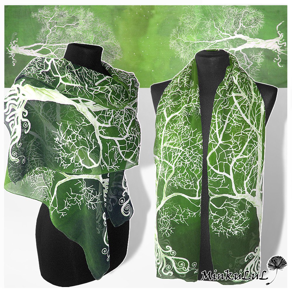 silk_scarf__white_tree_in_green__for_sale_by_minkulul-d62yyeb