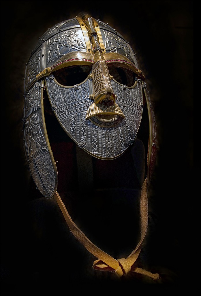 A replica of the Sutton Hoo helmet produced for the British Museum by the Royal Armouries Replica of the helmet from the Sutton Hoo ship-burial 1, England. Photo credit: Gernot Keller