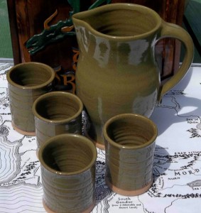 A set of Shire Cups and a Pitcher