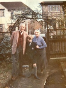 Simon Tolkien with his grandparents JRR Tolkien and Edith Tolkien outside their house in Oxford in 1966. (Source: The Oxford Times)